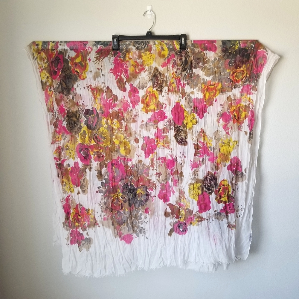 Blue Pacific Pink Cotton Floral Dreamscape Scarf